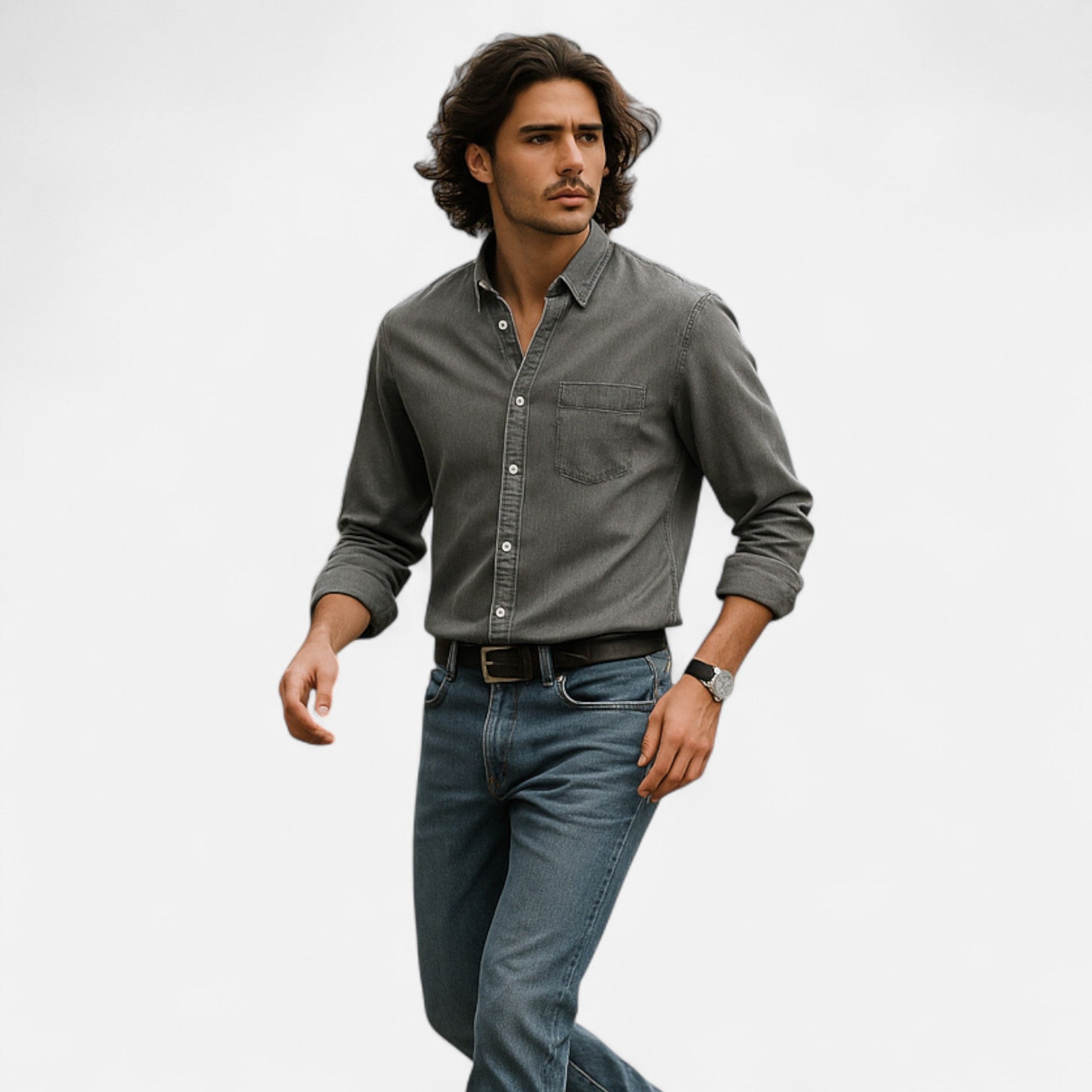 Herren Langarm Hemd mit Kragen | Minimalistischer Freizeitstil