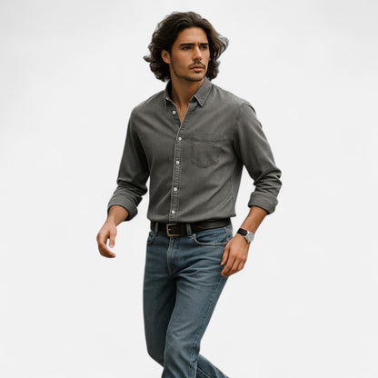 Herren Langarm Hemd mit Kragen | Minimalistischer Freizeitstil