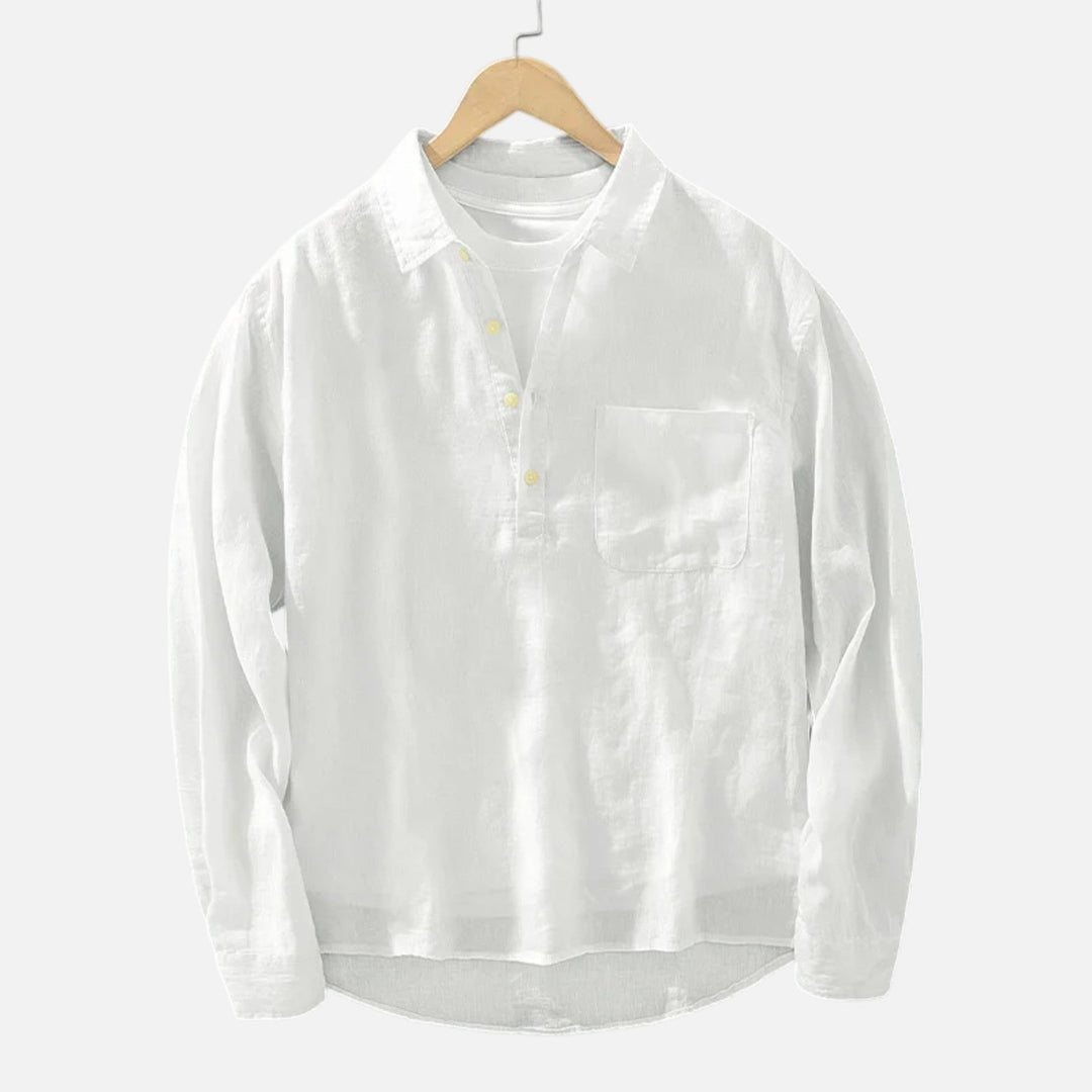 Herren Langarm Henley-Shirt mit V-Ausschnitt | Freizei
