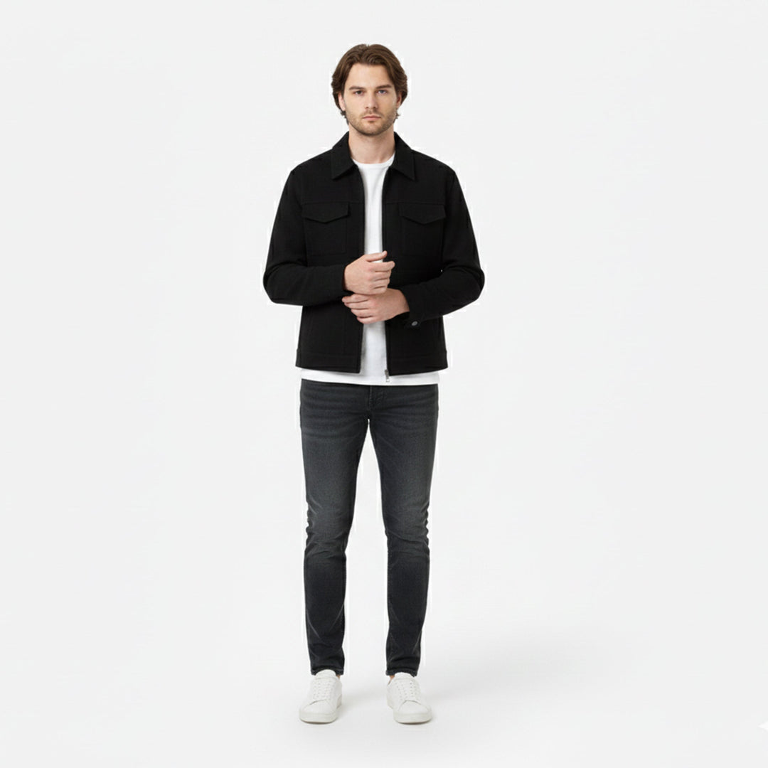 Herren Langarm Jacke mit Kragen | Minimalistisch
