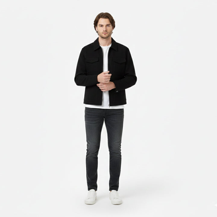 Herren Langarm Jacke mit Kragen | Minimalistisch