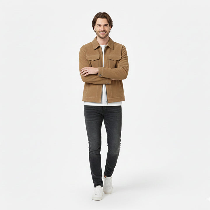 Herren Langarm Jacke mit Kragen | Minimalistisch