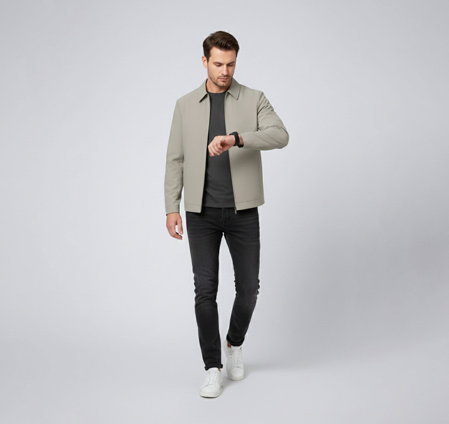 Herren Langarm Jacke mit Reißverschluss | Alltagsstil