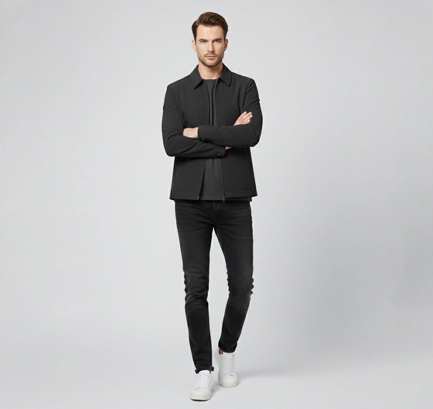 Herren Langarm Jacke mit Reißverschluss | Alltagsstil