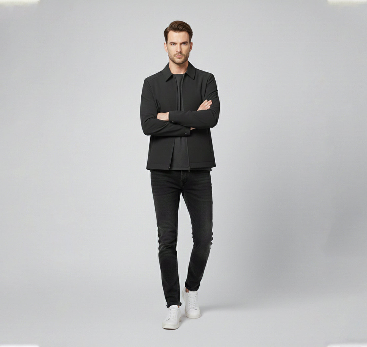 Herren Langarm Jacke mit Reißverschluss | Alltagsstil 