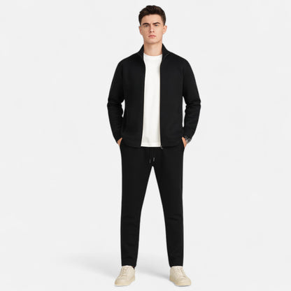 Herren Langarm Jacke mit Reißverschluss und Hosen Set | Freizeit Outfit