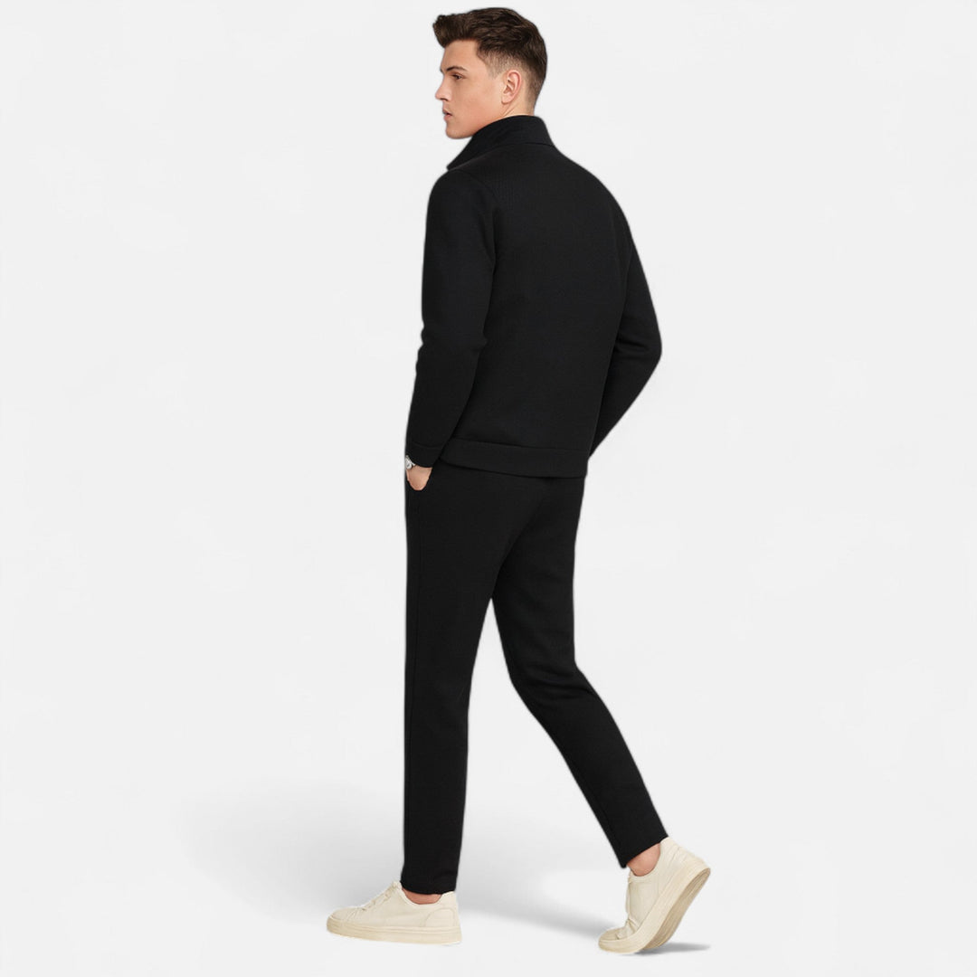 Herren Langarm Jacke mit Reißverschluss und Hosen Set | Freizeit Outfit