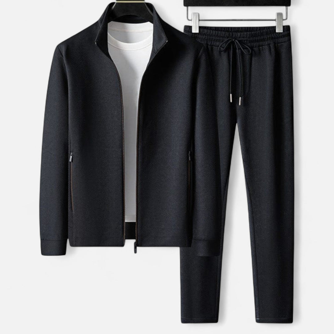 Herren Langarm Jacke mit Reißverschluss und Hosen Set | Freizeit Outfit