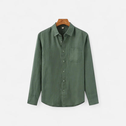 Herren Langarm Leinenhemd mit Kragen | Sommerstil