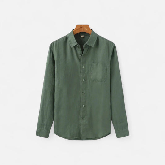 Herren Langarm Leinenhemd mit Kragen | Sommerstil