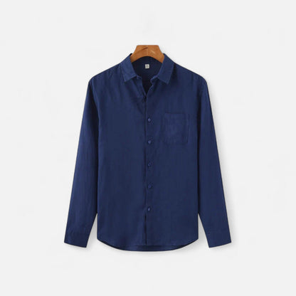 Herren Langarm Leinenhemd mit Kragen | Sommerstil