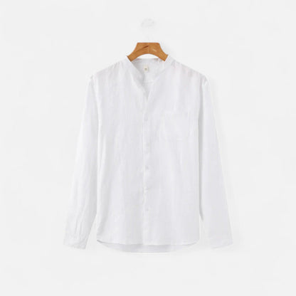 Herren Langarm Leinenhemd mit Kragen | Sommerstil