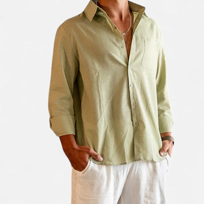 Herren Langarm Leinenhemd mit Kragen | Sommerstil