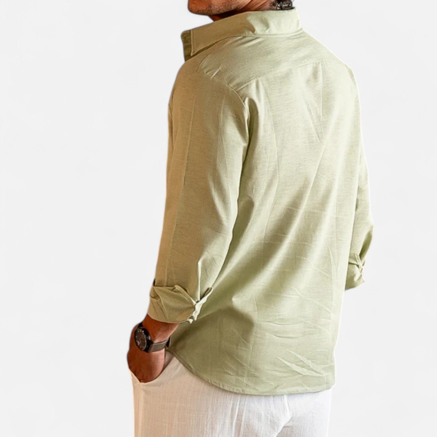 Herren Langarm Leinenhemd mit Kragen | Sommerstil