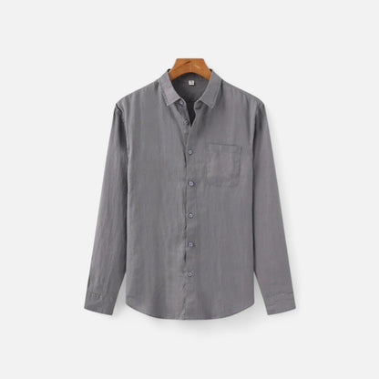 Herren Langarm Leinenhemd mit Kragen | Sommerstil