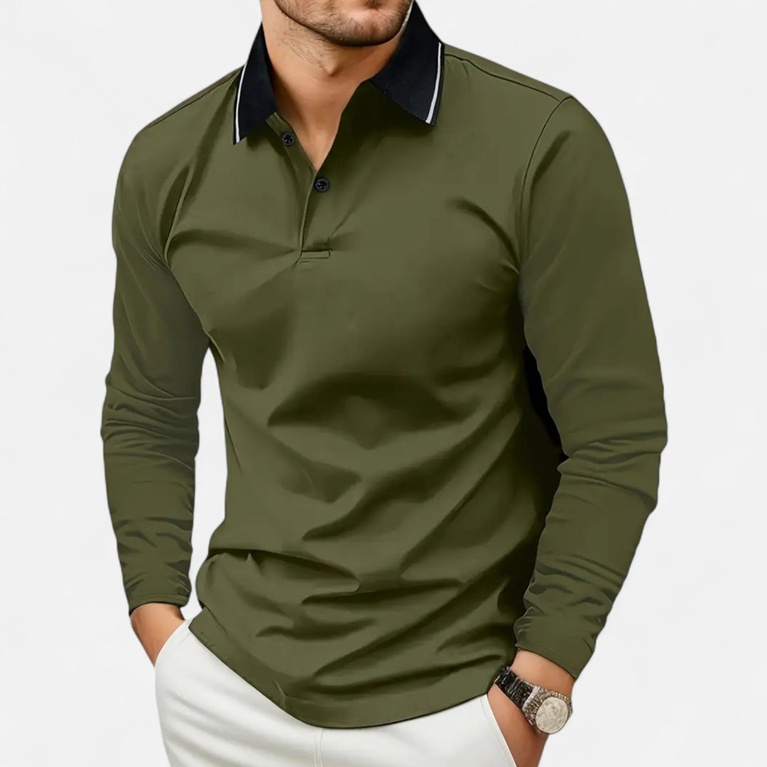 Herren Langarm Polo-Oberteil mit Kragen | Modern