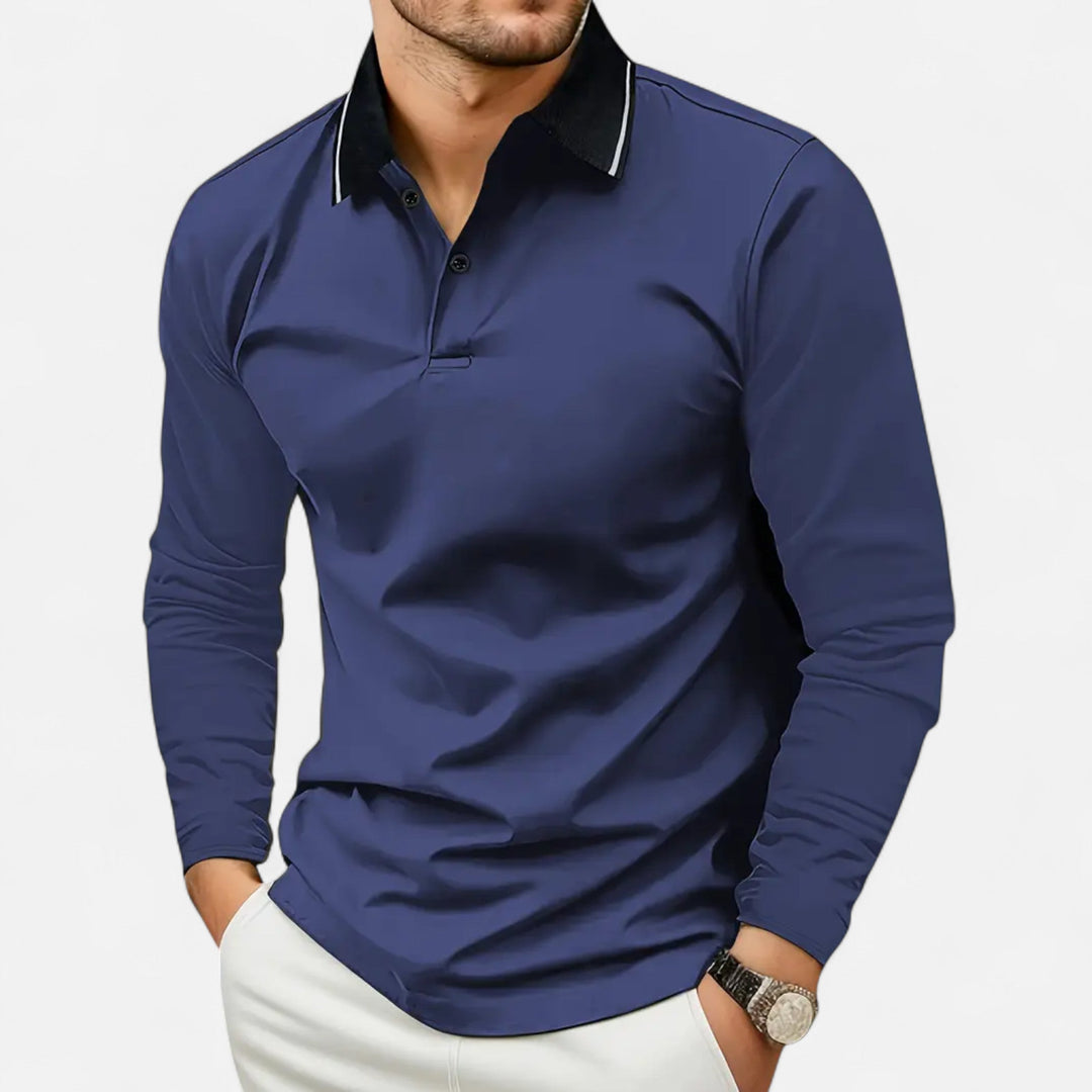 Herren Langarm Polo-Oberteil mit Kragen | Modern
