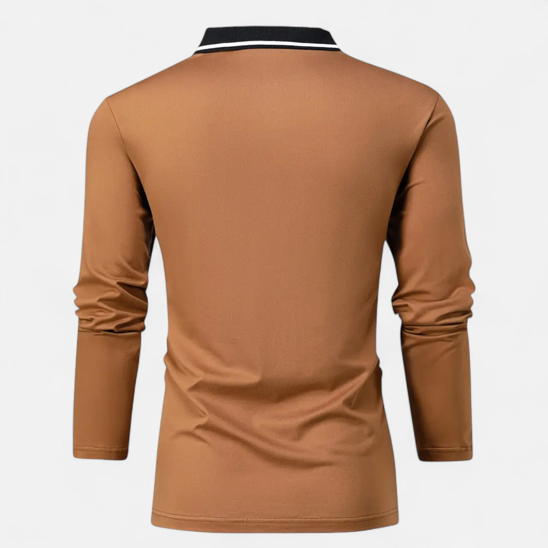 Herren Langarm Polo-Oberteil mit Kragen | Modern