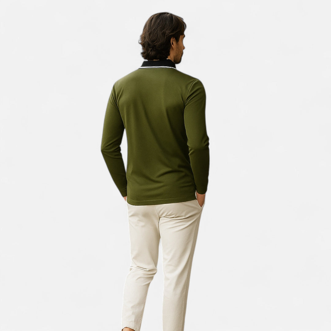 Herren Langarm Polo-Oberteil mit Kragen | Modern