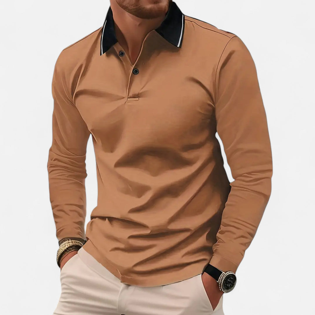 Herren Langarm Polo-Oberteil mit Kragen | Modern