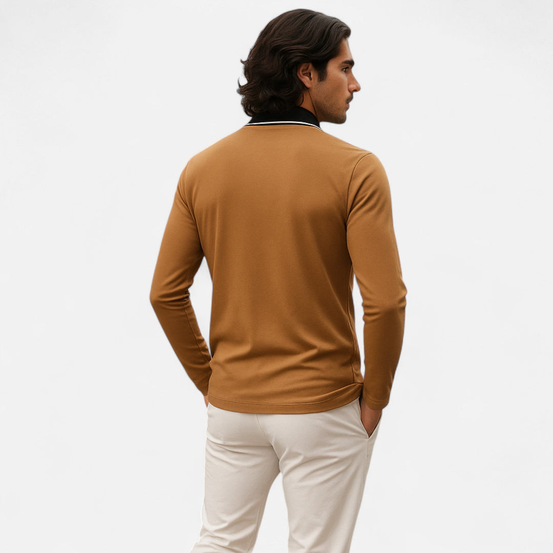 Herren Langarm Polo-Oberteil mit Kragen | Modern