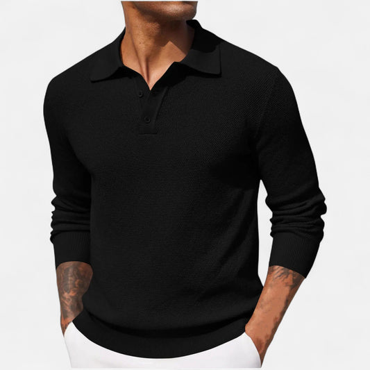 Herren Langarm Poloshirt mit Kragen | Minimalistisch