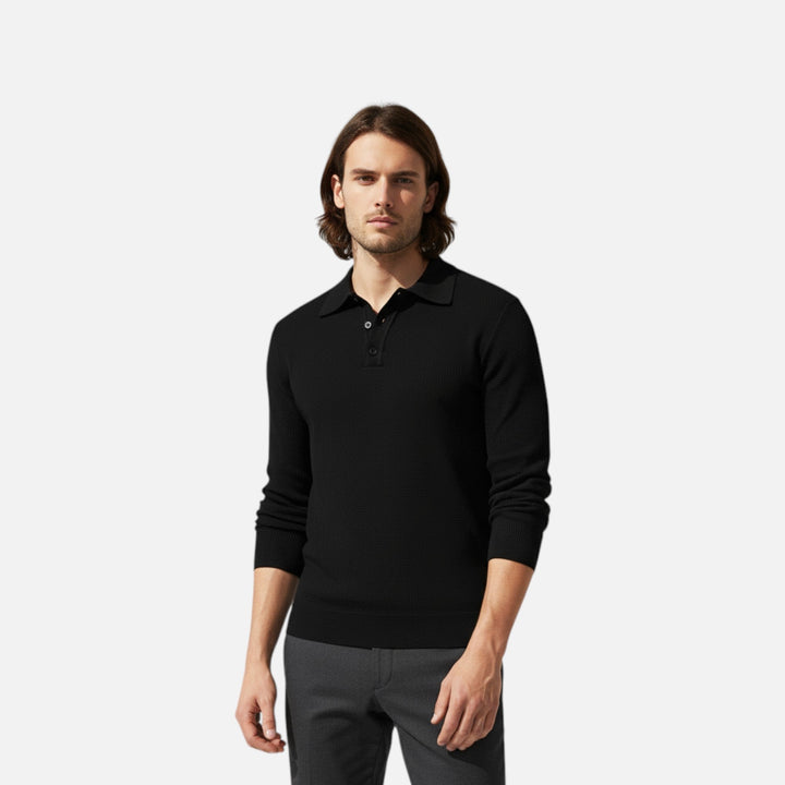 Herren Langarm Poloshirt mit Kragen | Minimalistisch