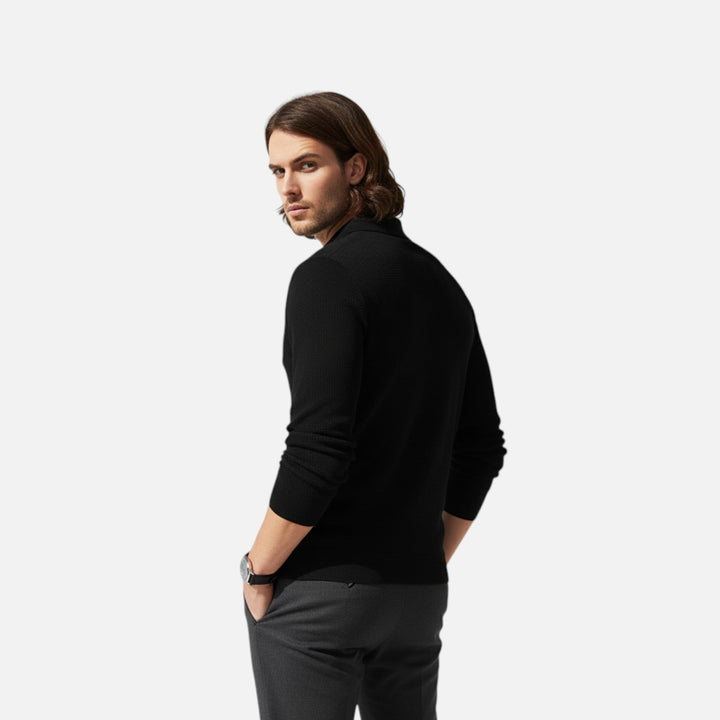 Herren Langarm Poloshirt mit Kragen | Minimalistisch