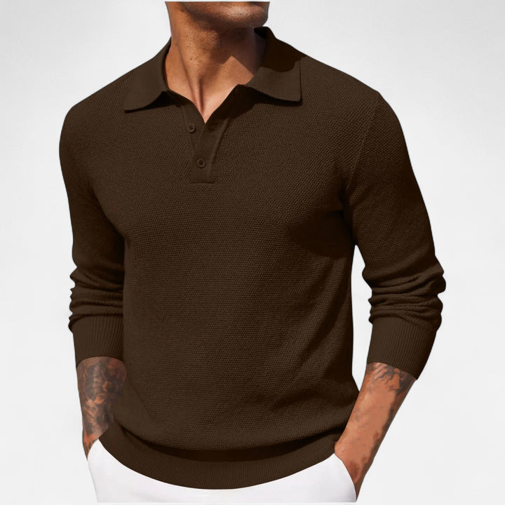Herren Langarm Poloshirt mit Kragen | Minimalistisch