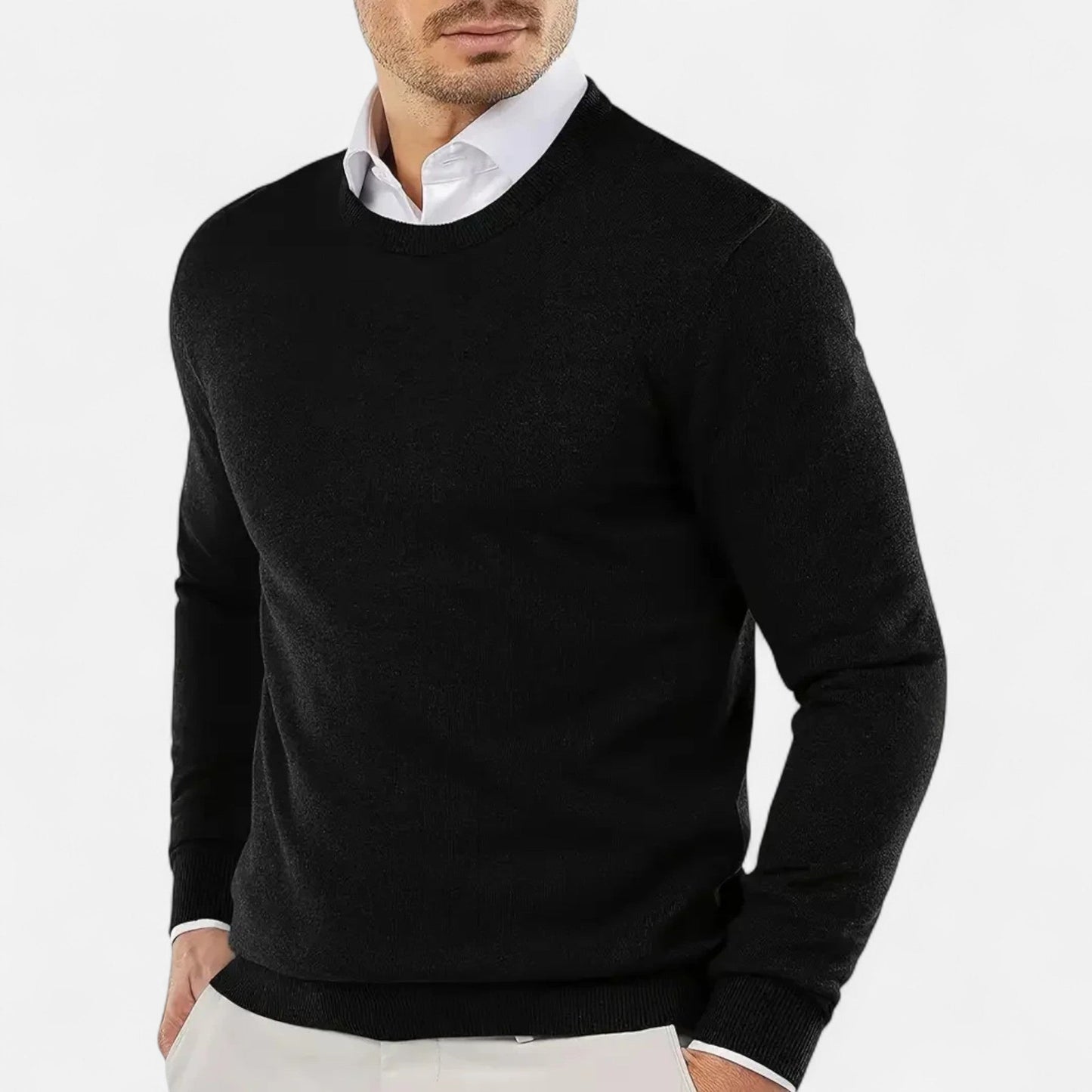 Herren Langarm Rundhals Strickpullover | Alltag
