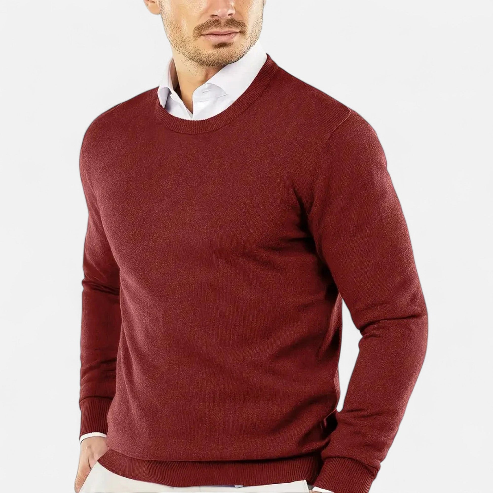 Herren Langarm Rundhals Strickpullover | Alltag