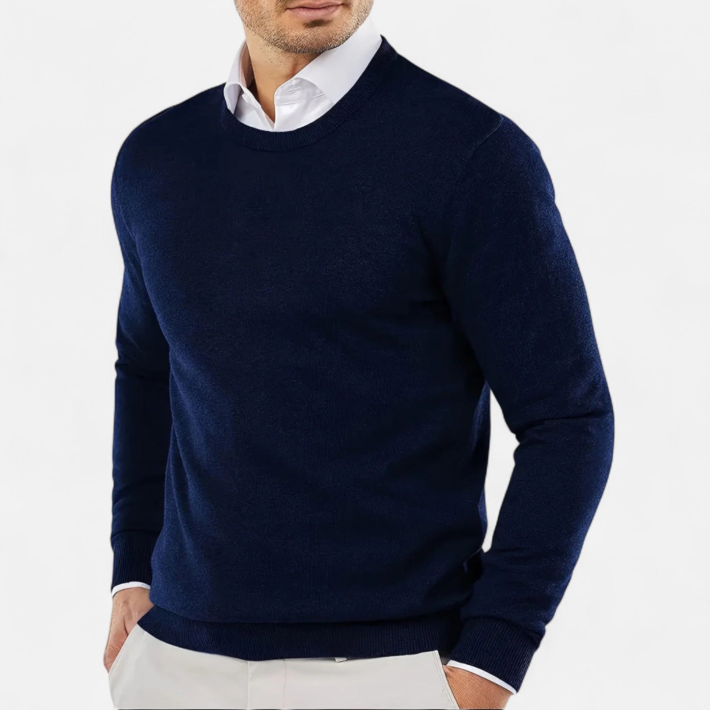 Herren Langarm Rundhals Strickpullover | Alltag