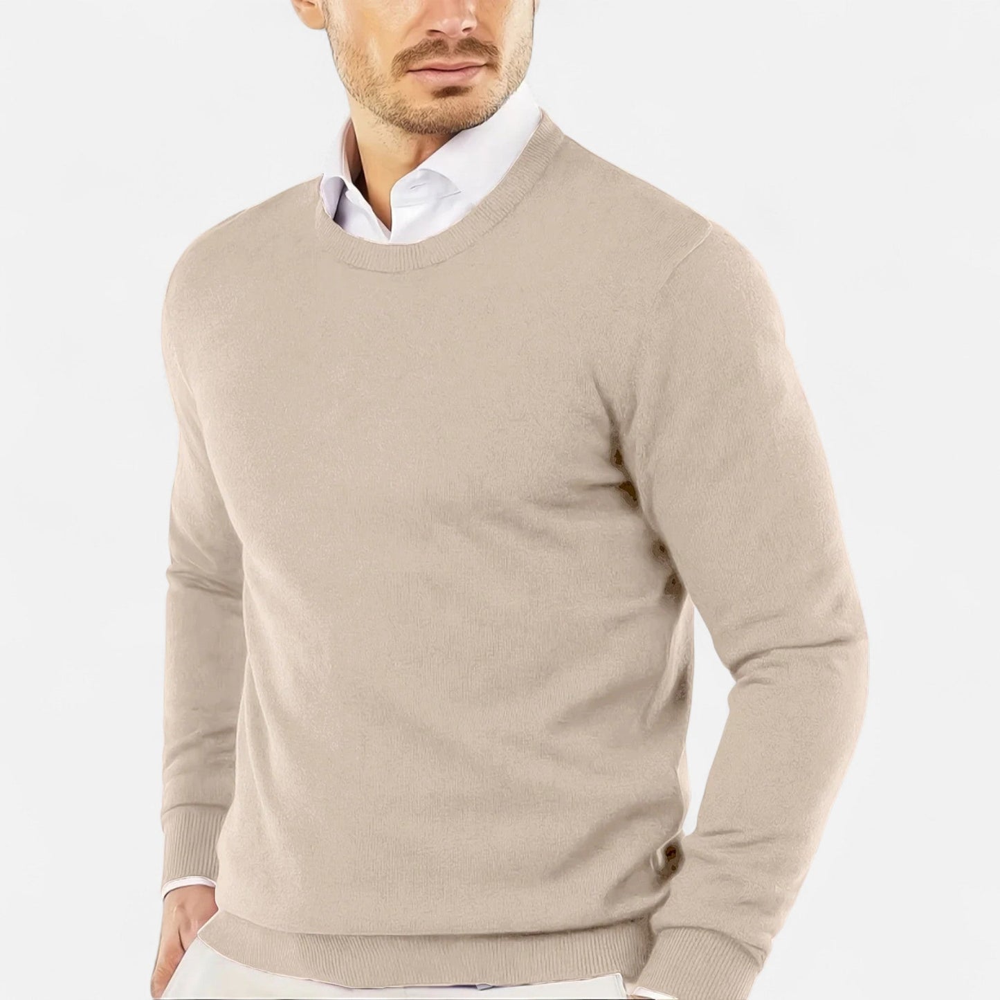 Herren Langarm Rundhals Strickpullover | Alltag