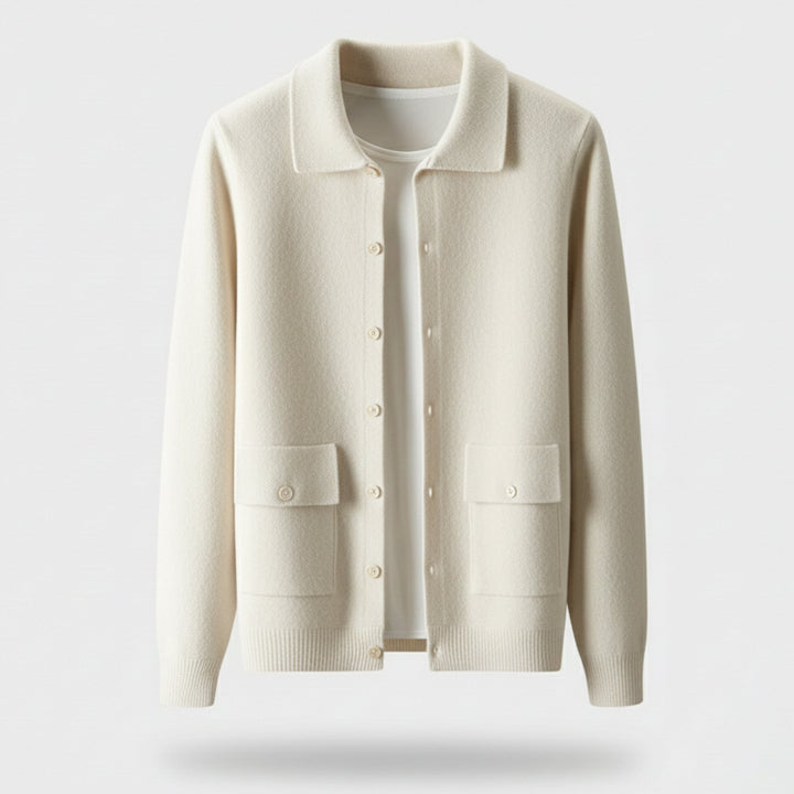 Herren Langarm Strickjacke mit Kragen und Knöpfen | Freizeit