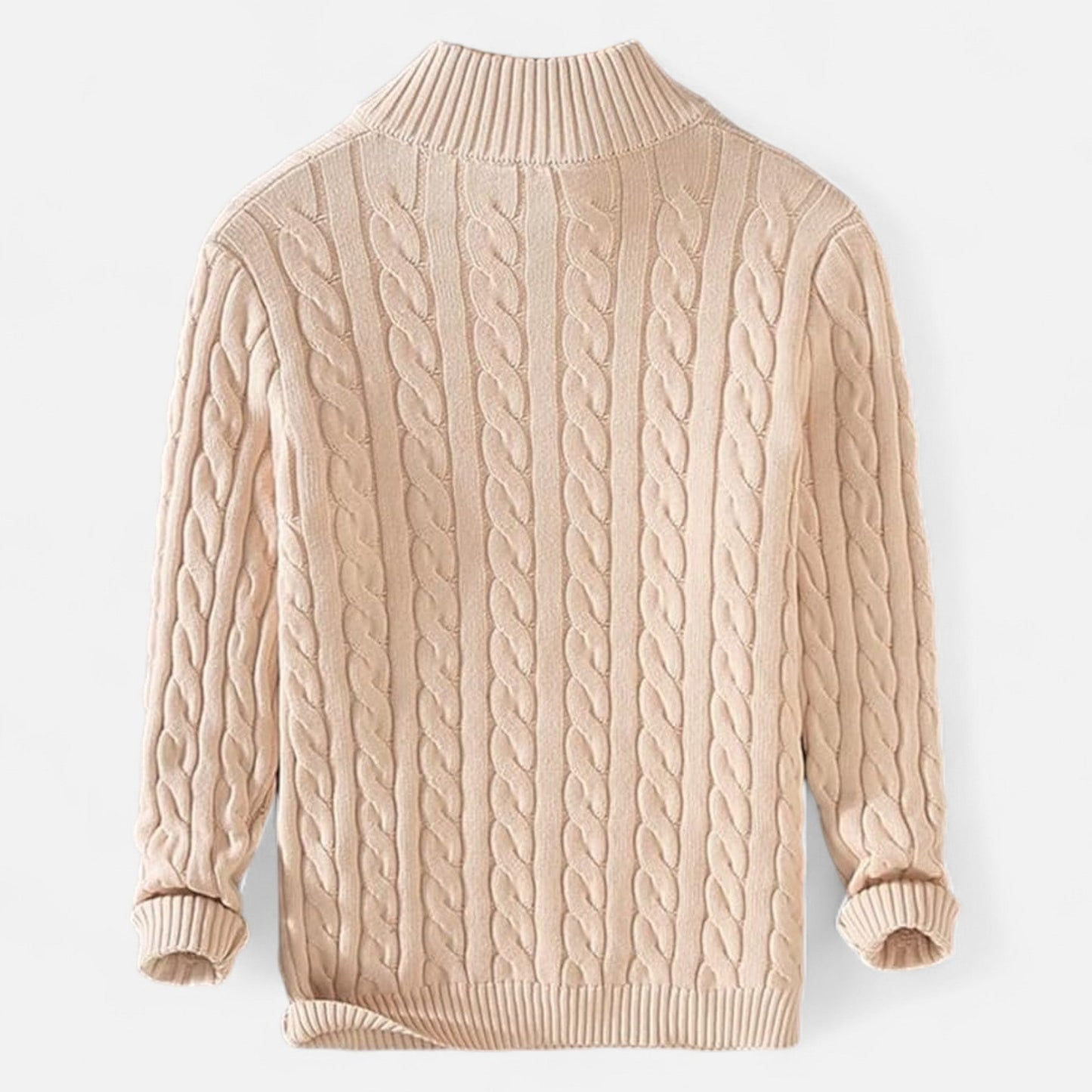 Herren Langarm Strickpullover mit Viertelreißverschluss | Warm