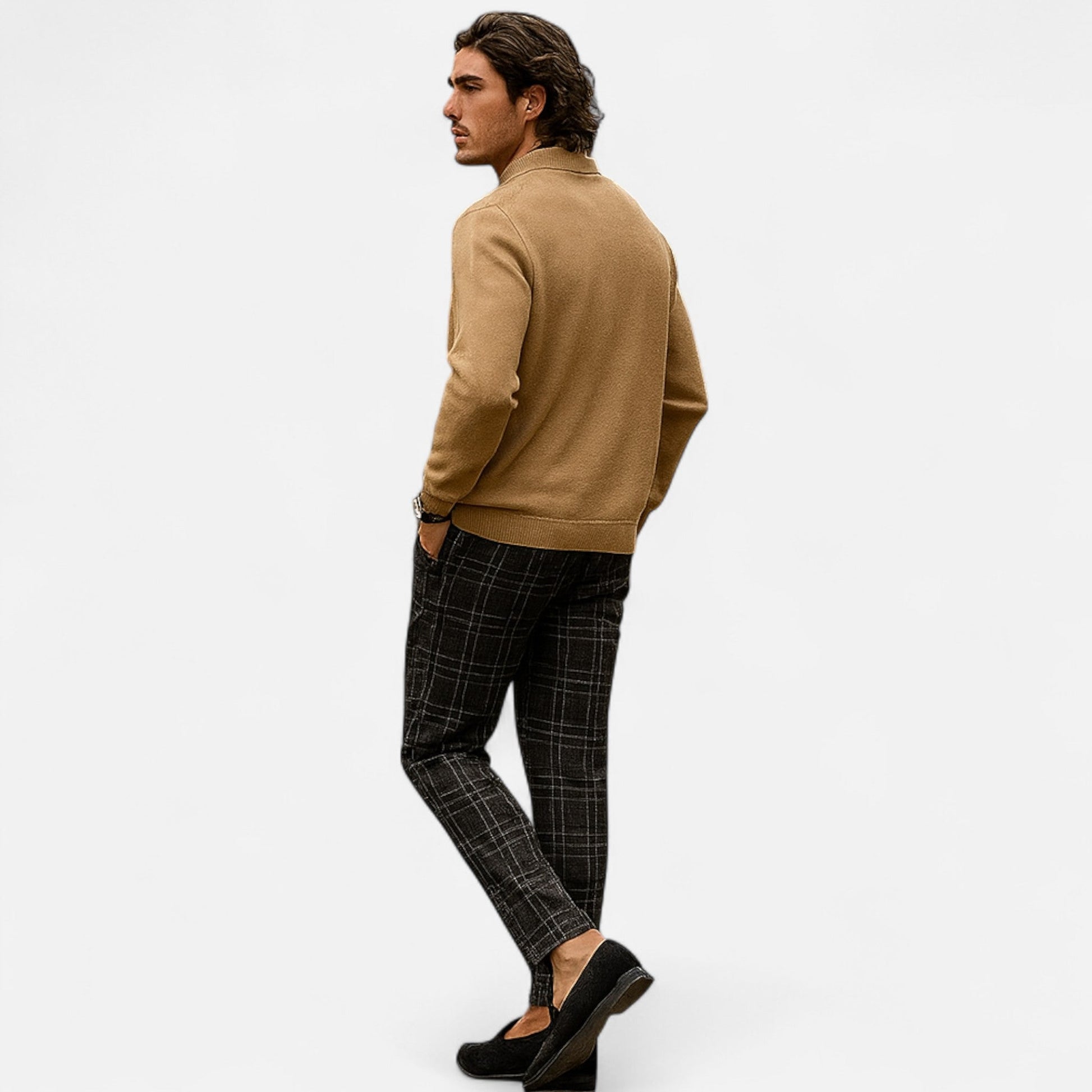 Herren Schmal Geschnitten Karierte Hose | Moderner Freizeitstil