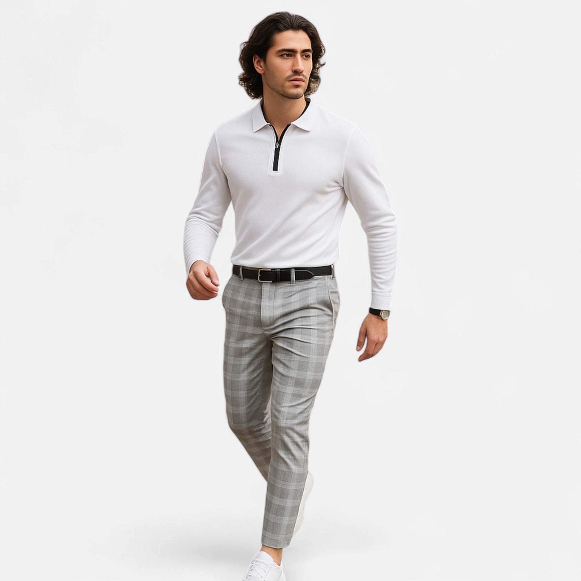 Herren Schmal Geschnitten Karierte Hose | Moderner Freizeitstil
