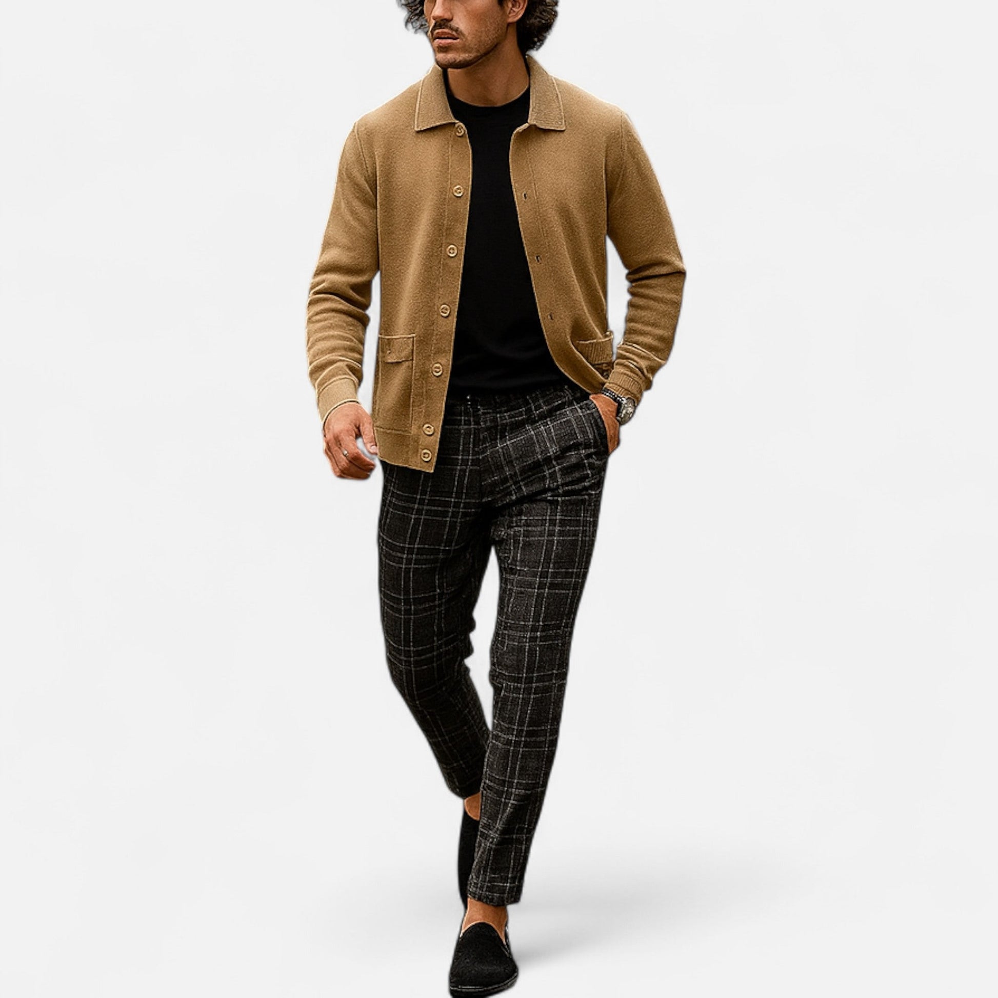 Herren Schmal Geschnitten Karierte Hose | Moderner Freizeitstil