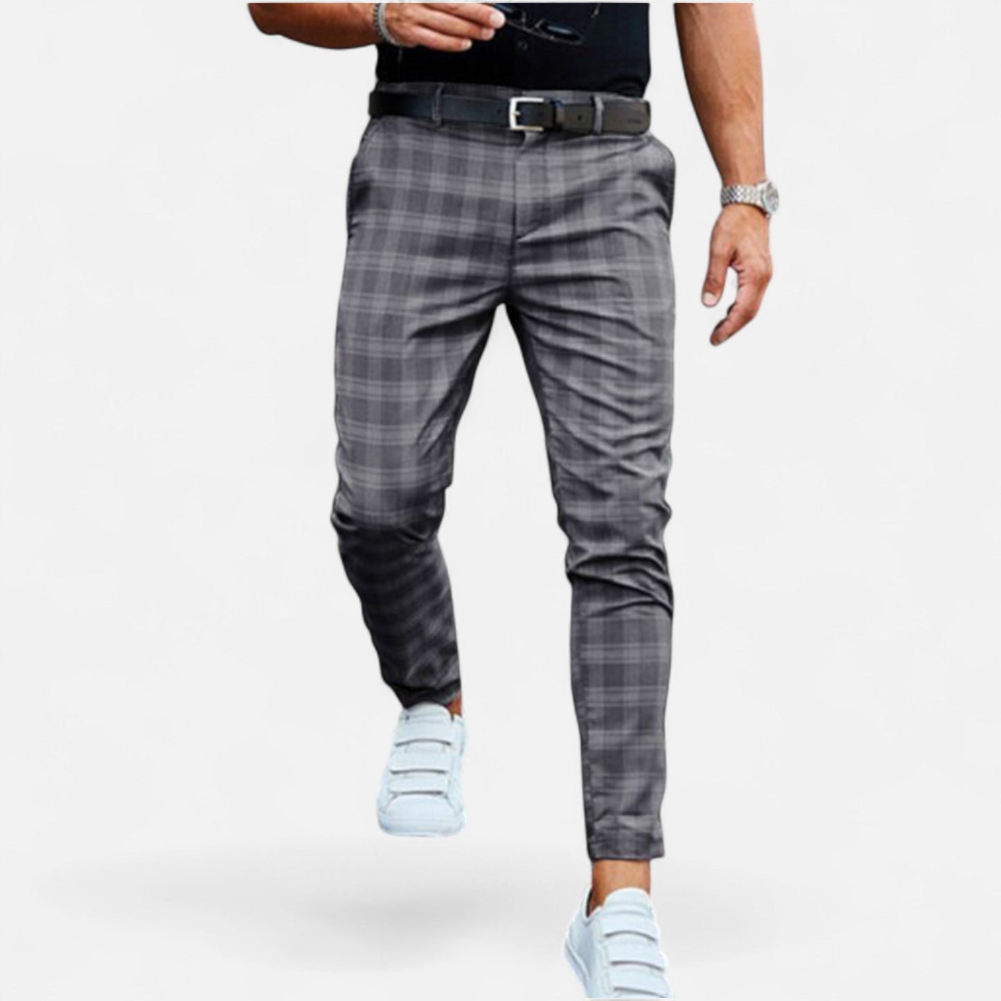 Herren Schmal Geschnitten Karierte Hose | Moderner Freizeitstil
