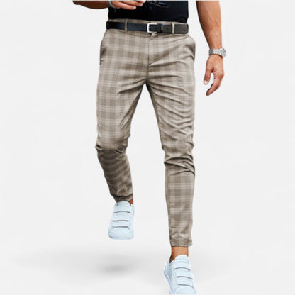Herren Schmal Geschnitten Karierte Hose | Moderner Freizeitstil