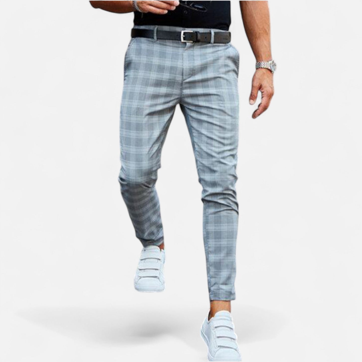Herren Schmal Geschnitten Karierte Hose | Moderner Freizeitstil