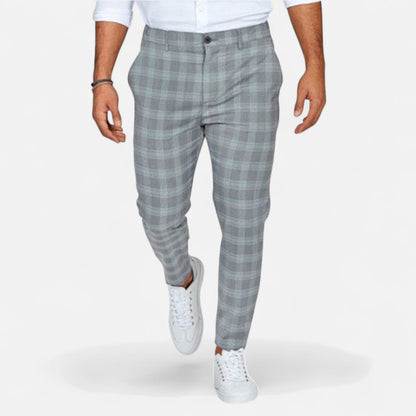 Herren Schmal Geschnitten Karierte Hose | Moderner Freizeitstil