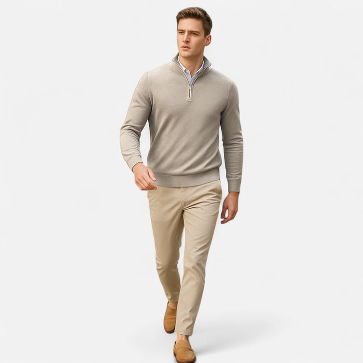 Herren Strickpullover mit Viertelreißverschluss | Lässig