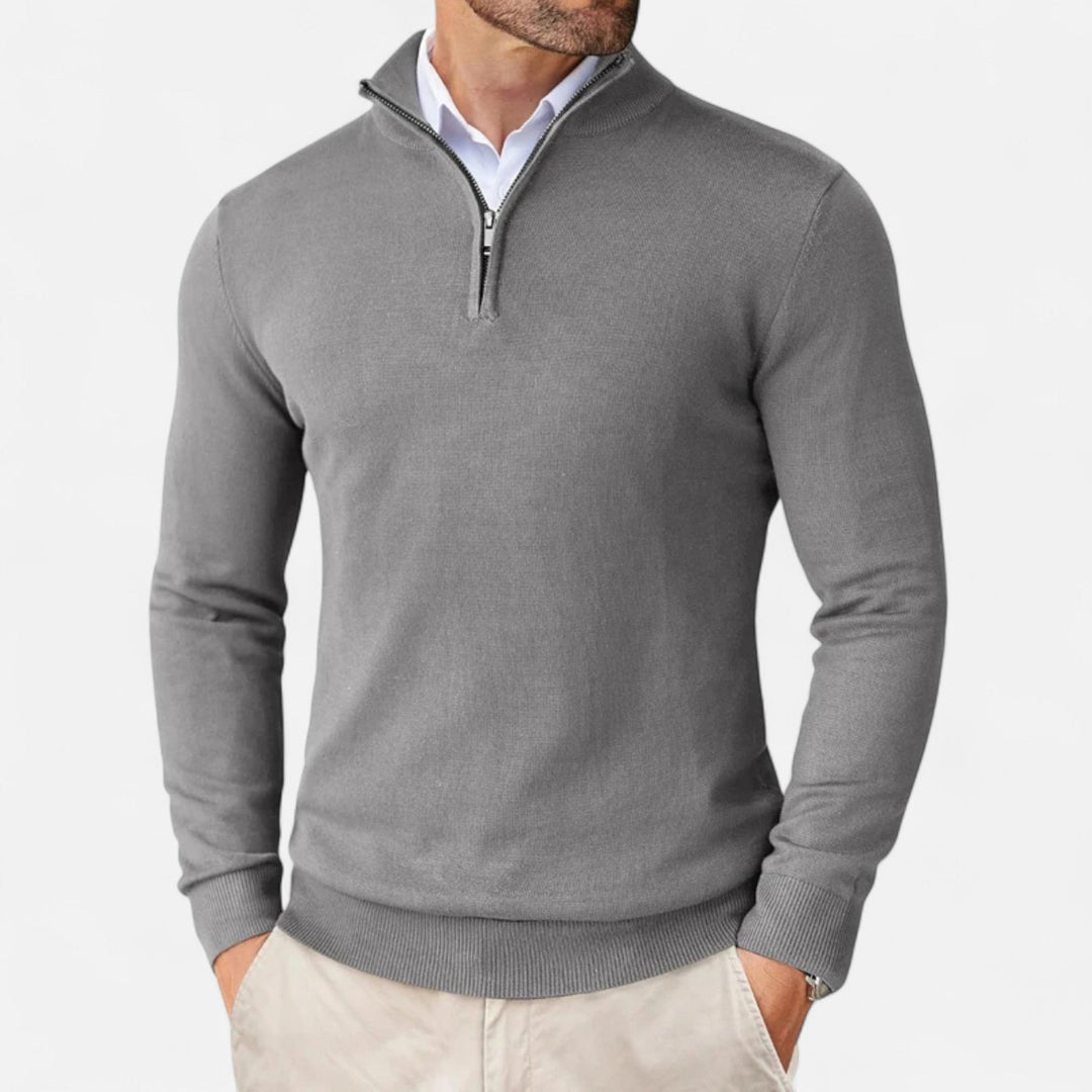 Herren Strickpullover mit Viertelreißverschluss | Lässig