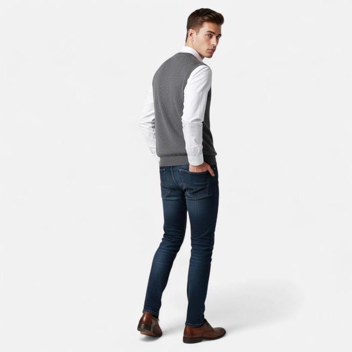 Herren V-Ausschnitt Ärmellose Strickpullover Weste | Lässig
