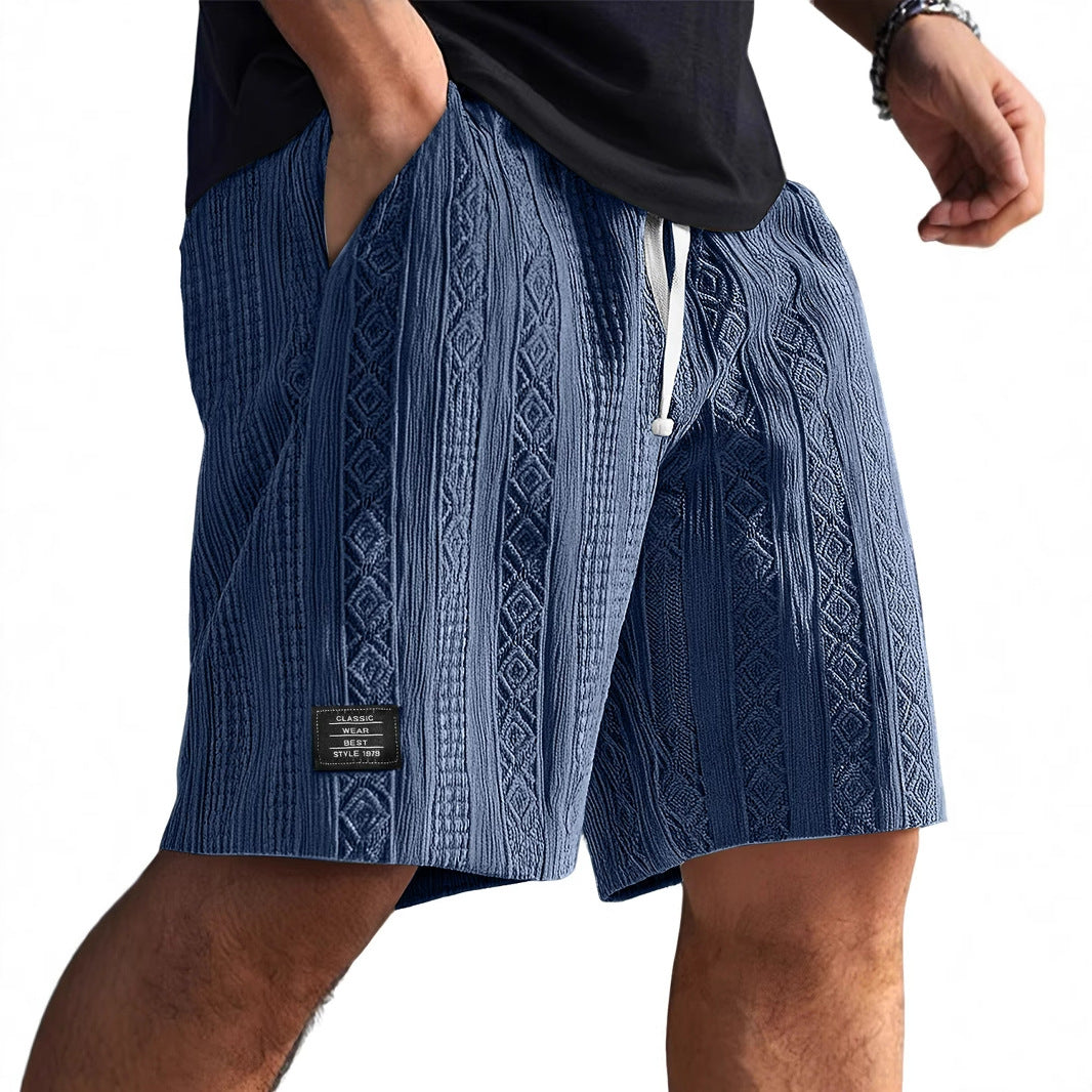 Men's Summer Shorts | Drawstring Waist and Textured Pattern | Casual Leisure Look