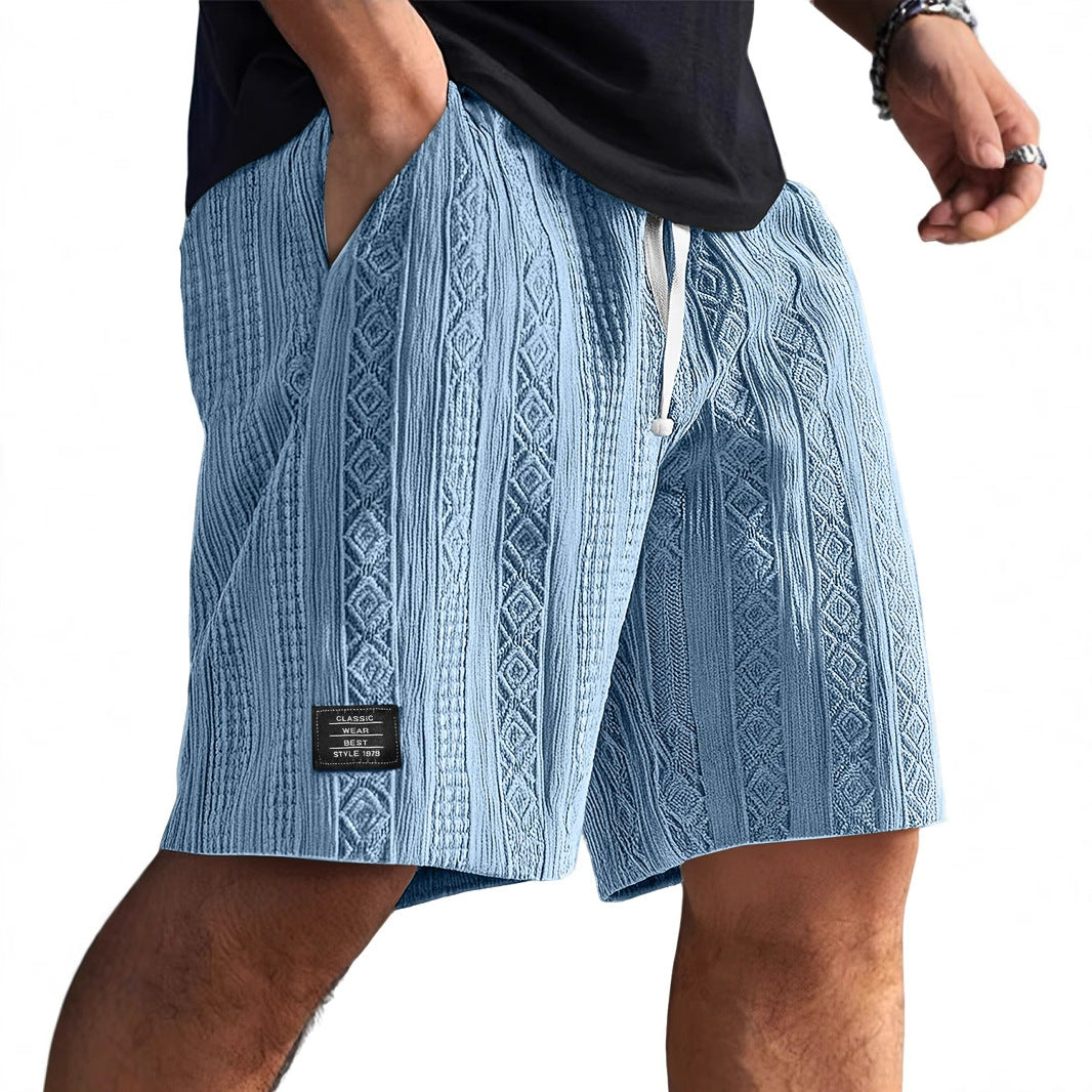 Men's Summer Shorts | Drawstring Waist and Textured Pattern | Casual Leisure Look
