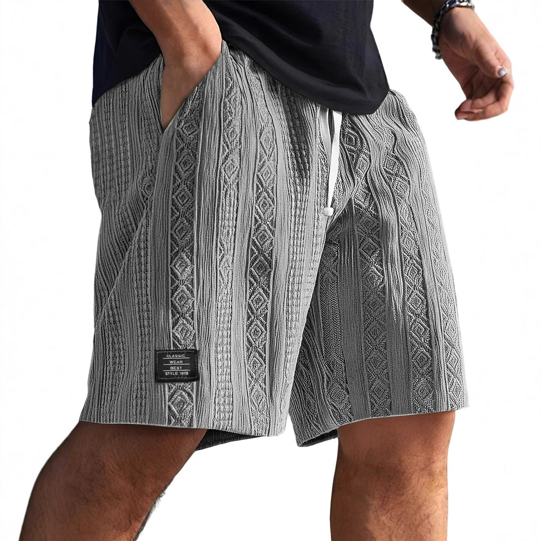 Men's Summer Shorts | Drawstring Waist and Textured Pattern | Casual Leisure Look