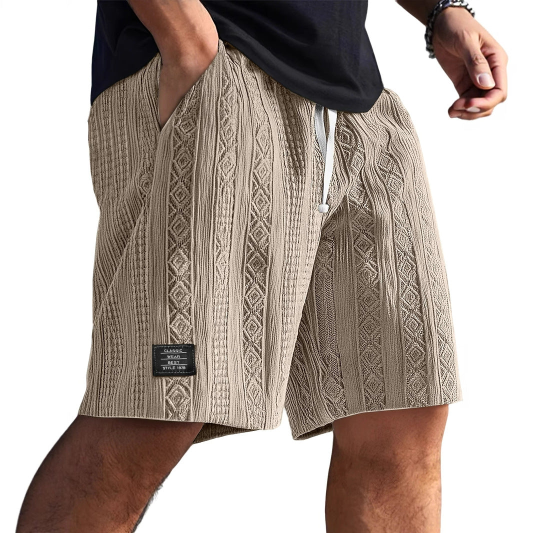 Men's Summer Shorts | Drawstring Waist and Textured Pattern | Casual Leisure Look