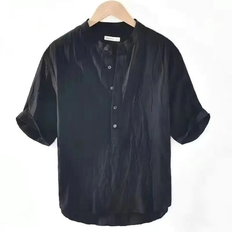 Men's Henley T-Shirt | Short Sleeves and V-Neck with Button Placket | Casual Travel Style